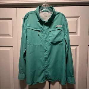 Realtree Men’s Long Sleeve Fishing Guide Shirt, Lagoon Aqua Blue Medium Vented